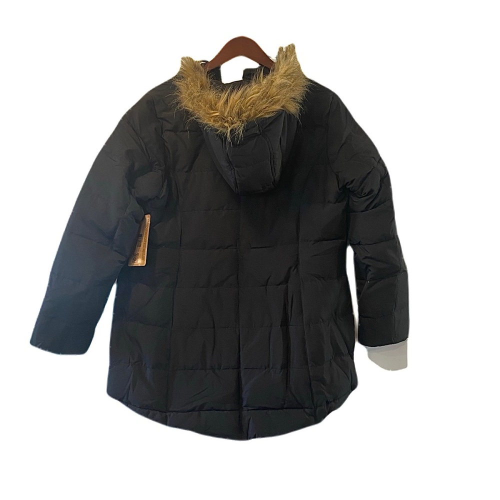 Long Black Winter Parka w/ Faux Fur Hood - Picture 2 of 8
